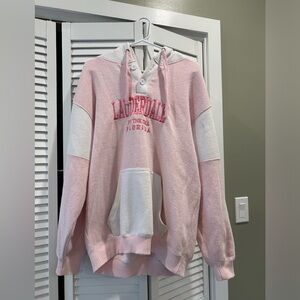 Pink and White Lauderdale Women's Hoodie